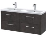 1200mm Wall Hung 4 Drawer Vanity & Double Basin
