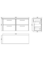 Hudson Reed Juno 1200mm Wall Hung 4 Drawer Vanity & Worktop - Image 2