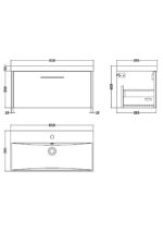 800mm Wall Hung 1 Drawer Vanity & Basin 3 - Image 3
