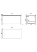 800mm Wall Hung 1 Drawer Vanity & Worktop - Image 2