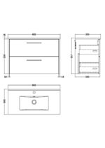 800mm Wall Hung 2 Drawer Vanity & Basin 2 - Image 3