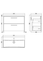 800mm Wall Hung 2 Drawer Vanity & Basin 3 - Image 3