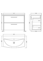 800mm Wall Hung 2 Drawer Vanity & Basin 4 - Image 3