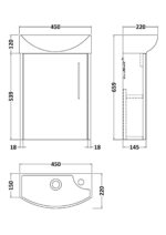 440mm Wall Hung 1 Door Unit & 1TH Basin LH - Image 2