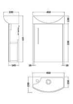 Hudson Reed Juno Compact 440mm Wall Hung 1 Door Unit & 1TH Basin RH - Image 2