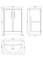 Hudson Reed Juno 600mm Floor Standing 2-Door Vanity & Basin 4 - Image 3