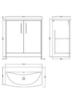 Hudson Reed Juno 800mm Floor Standing 2-Door Vanity & Basin 4 - Image 3