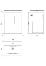 500mm Wall Hung 2-Door Vanity & Basin 1 - Image 3