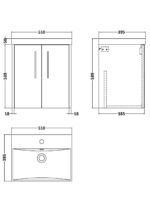 500mm Wall Hung 2-Door Vanity & Basin 3 - Image 3