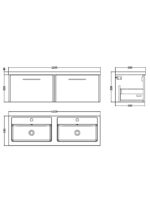 1200mm Wall Hung 2-Drawer Vanity & Double Basin - Image 3