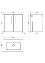 600mm Wall Hung 2-Door Vanity & Basin 2 - Image 3