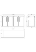 Hudson Reed Juno 1200mm Wall Hung 4-Door Vanity & Worktop - Image 2