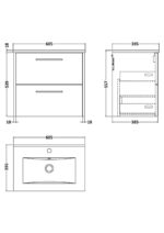 600mm Wall Hung 2-Drawer Vanity & Basin 2 - Image 3