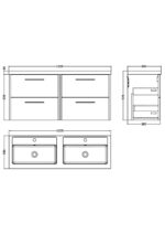 1200mm Wall Hung 4-Drawer Vanity & Double Basin - Image 3