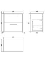 600mm Wall Hung 2-Drawer Vanity & Worktop - Image 2