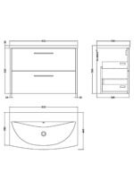 800mm Wall Hung 2-Drawer Vanity & Basin 4 - Image 3