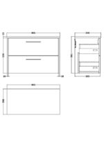 Hudson Reed Juno 800 Wall Hung 2-Drawer Vanity & Laminate Worktop - Image 2