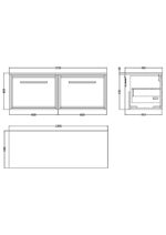 1200mm Wall Hung Single Drawer Vanity with Worktop - Image 2