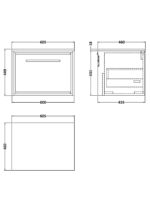 600mm Wall Hung Single Drawer Vanity with Worktop - Image 2