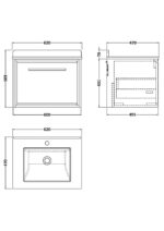 600mm Wall Hung Single Drawer Vanity with Marble Worktop Basin - Image 2