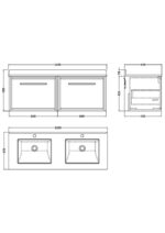 1200mm Wall Hung Single Drawer Vanity with Marble Worktop Basin - Image 2