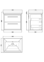 600mm Wall Hung 2-Drawer Vanity with Basin - 0 Tap Hole - Image 2