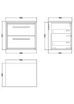 600mm Wall Hung 2-Drawer Vanity with Worktop - Image 2