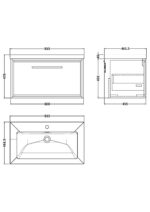 800mm Wall Hung Single Drawer Vanity with Basin - 1 Tap Hole - Image 2