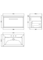 800mm Wall Hung Single Drawer Vanity with Basin - 3 Tap Hole - Image 2