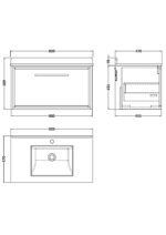 800mm Wall Hung Single Drawer Vanity with Marble Worktop Basin - Image 2