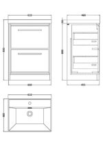 600mm Floor Standing 2-Drawer Vanity with Basin - 1 Tap Hole - Image 2