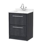 600mm Floor Standing 2-Drawer Vanity with Marble Worktop Basin