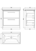 Hudson Reed Lille 800mm Floor Standing 2-Drawer Vanity with Basin - 0 Tap Hole - Image 2
