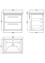 600mm Wall Hung 2-Drawer Vanity with Basin - 3 Tap Hole - Image 3