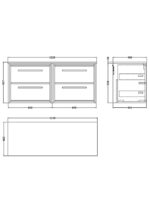 1200mm Wall Hung 4-Drawer Vanity with Marble Worktop - Image 2