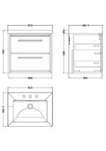 600mm Wall Hung 2-Drawer Vanity with Basin - 3 Tap Hole - Image 3