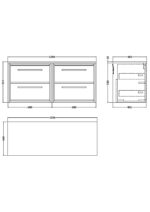1200mm Wall Hung 4-Drawer Vanity with Worktop - Image 2
