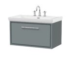 800mm Wall Hung Single Drawer Vanity with Basin - 3 Tap Hole