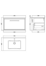 800mm Wall Hung Single Drawer Vanity with Basin - 1 Tap Hole - Image 3