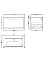 800mm Wall Hung Single Drawer Vanity with Basin - 0 Tap Hole - Image 3