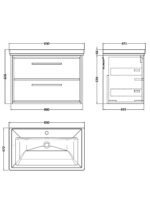 800mm Wall Hung 2-Drawer Vanity with Basin - 1 Tap Hole - Image 3