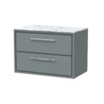 800mm Wall Hung 2-Drawer Vanity with Marble Worktop