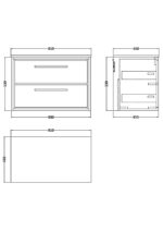 800mm Wall Hung 2-Drawer Vanity with Marble Worktop - Image 3