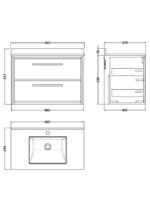 800mm Wall Hung 2-Drawer Vanity with Marble Worktop Basin - Image 4