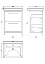 600mm Floor Standing 2-Drawer Vanity with Basin - 1 Tap Hole - Image 3