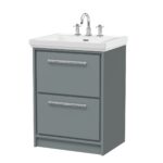 600mm Floor Standing 2-Drawer Vanity with Basin - 3 Tap Hole