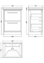 600mm Floor Standing 2-Drawer Vanity with Basin - 3 Tap Hole - Image 3