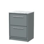 600mm Floor Standing 2-Drawer Vanity with Marble Worktop