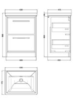 600mm Floor Standing 2-Drawer Vanity with Basin - 0 Tap Hole - Image 3