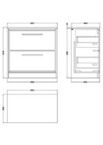 800mm Floor Standing 2-Drawer Vanity with Worktop - Image 2